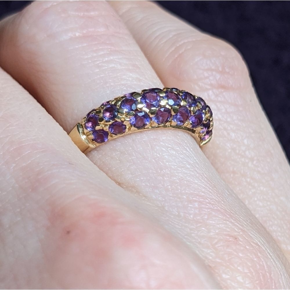 amethyst in 10k yg dome band